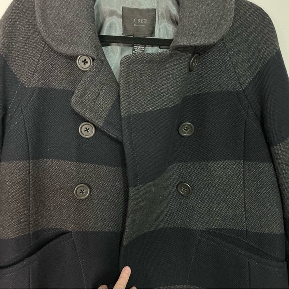 J. Crew Navy & Gray Rugby Stripe Wool Peacoat - Picture 7 of 14